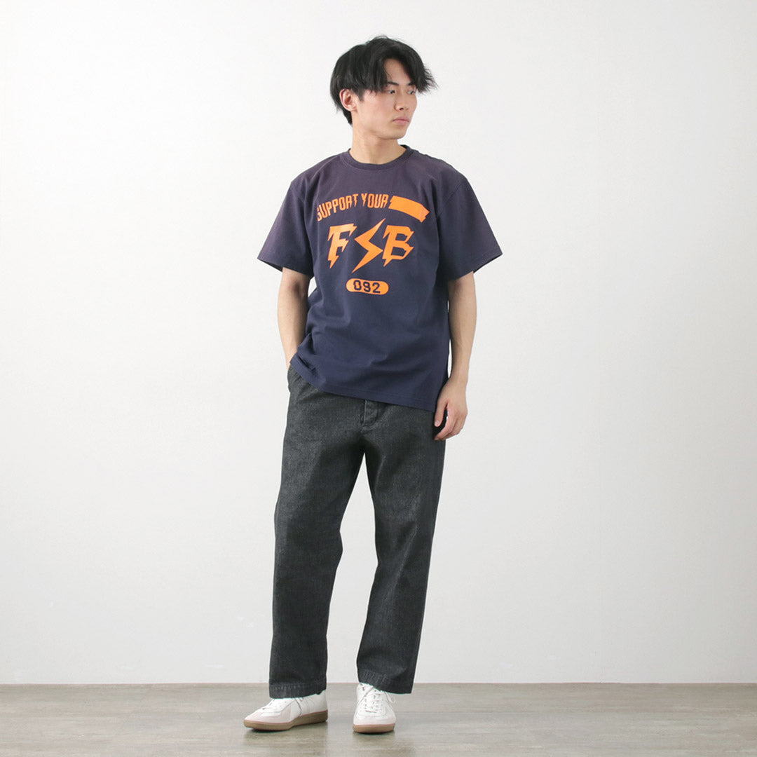 Fujito / Logotipo de impulso de camiseta de manga corta Vintage acabado Vintage