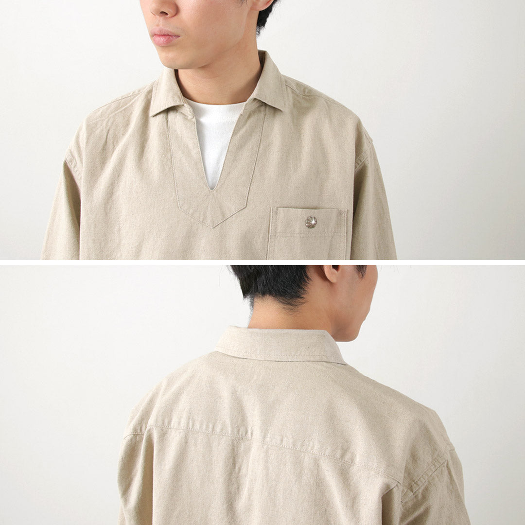 Barns / Cotton Linen Skipper Button funciona conCho Camisa