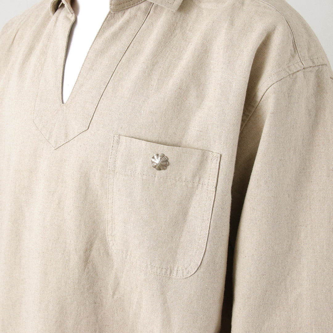 Barns / Cotton Linen Skipper Button funciona conCho Camisa