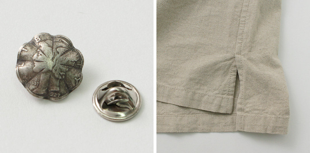 Barns / Cotton Linen Skipper Button funciona conCho Camisa