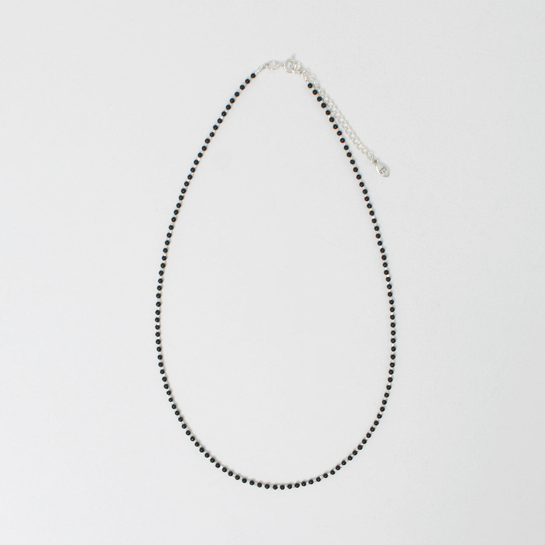 CHALISA T.. / Black onyx beads silver ball chain necklace 925 silver