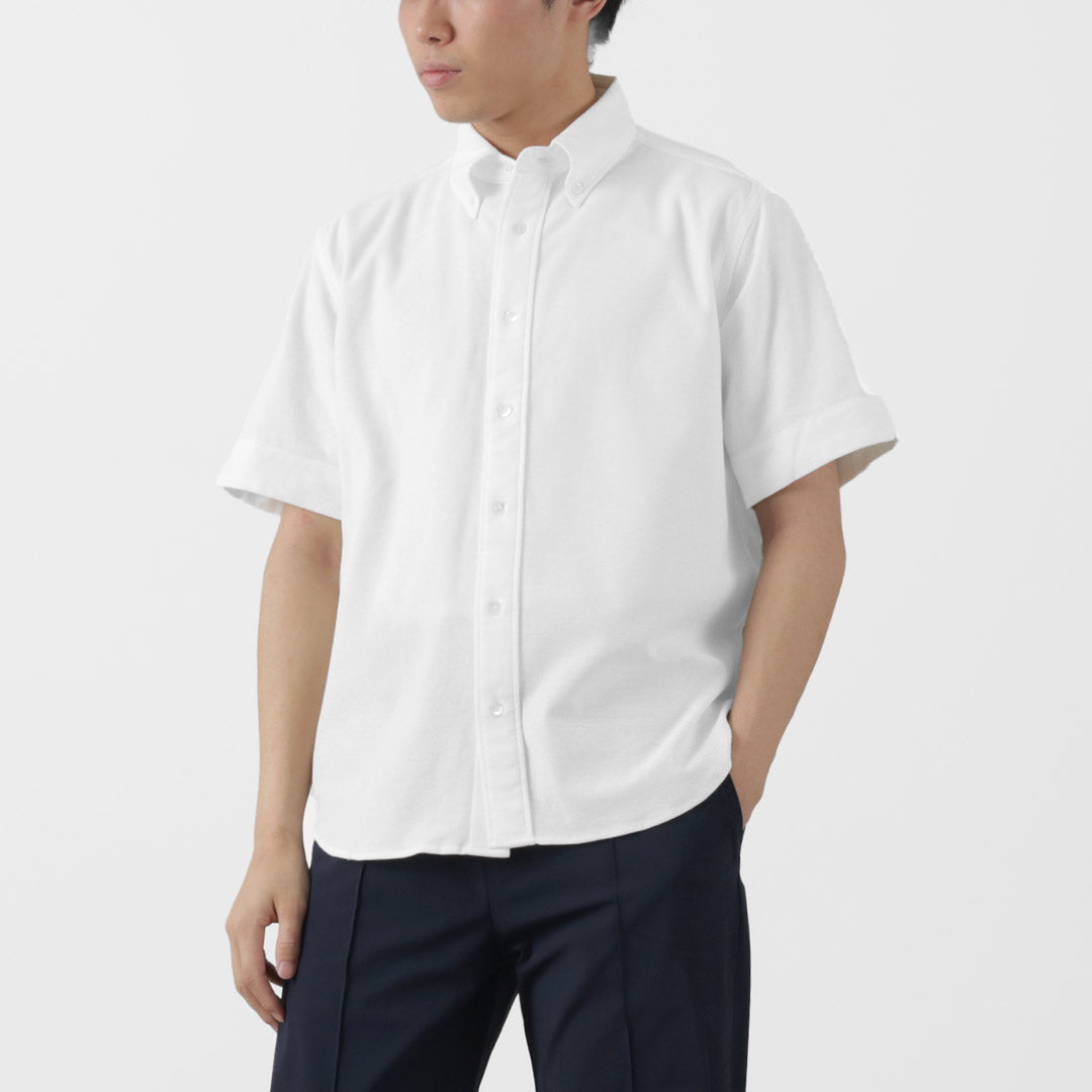 ROCOCO / Pique Short Sleeve Button Down Shirt