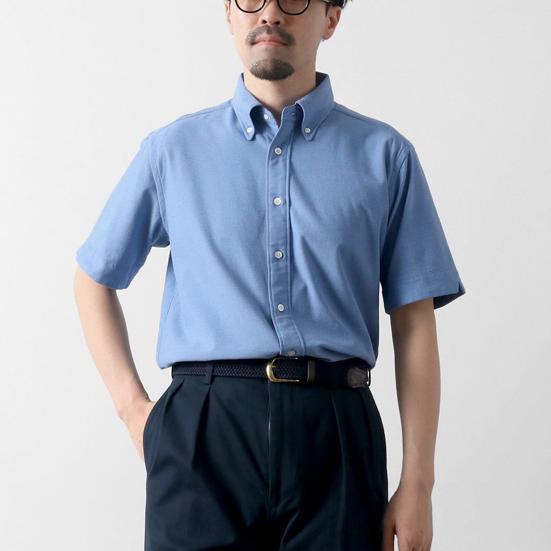 ROCOCO / Pique Short Sleeve Button Down Shirt