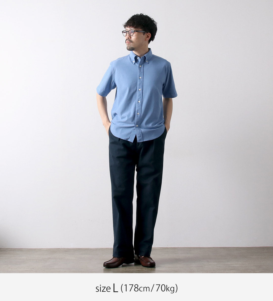 ROCOCO / Pique Short Sleeve Button Down Shirt