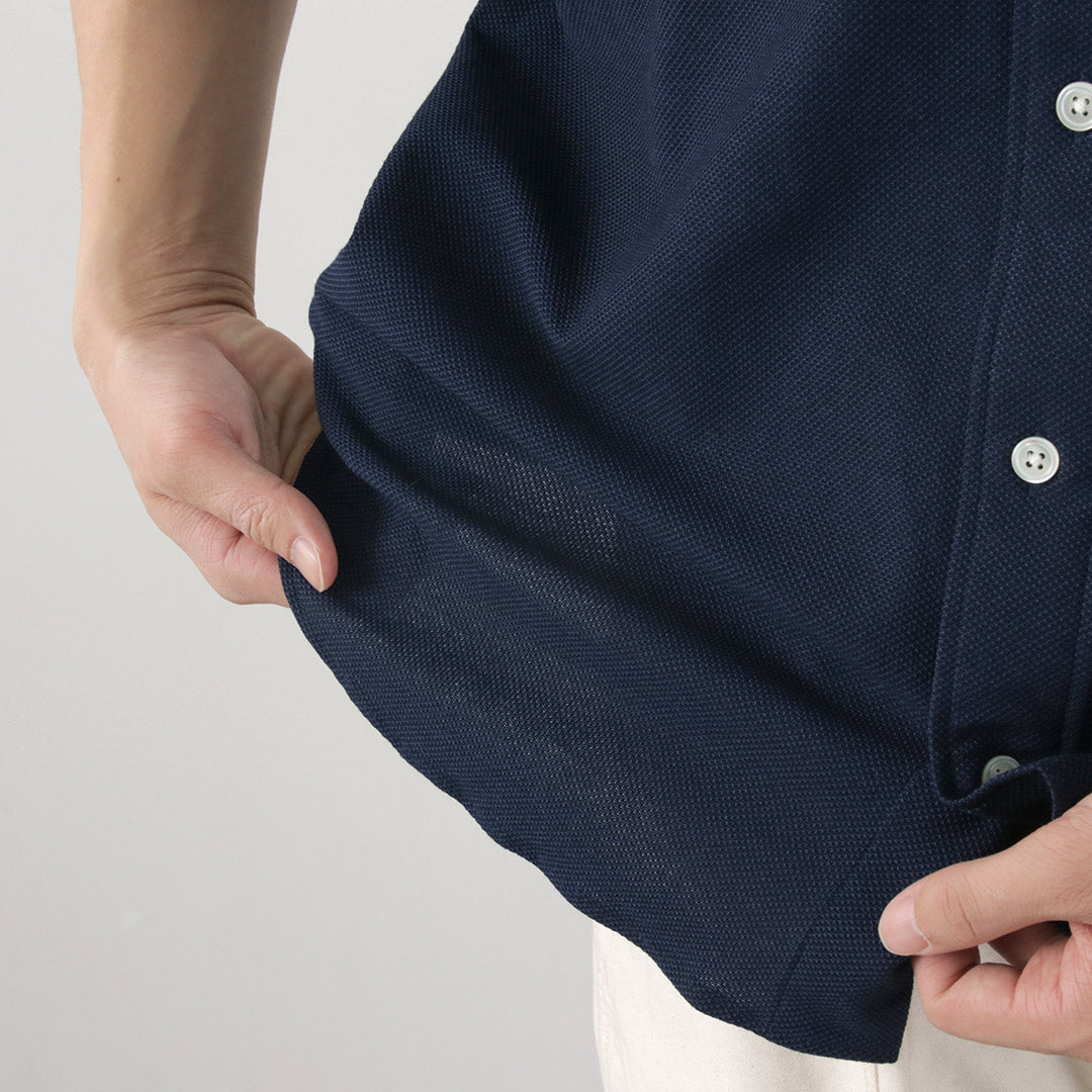 ROCOCO / Pique Short Sleeve Button Down Shirt