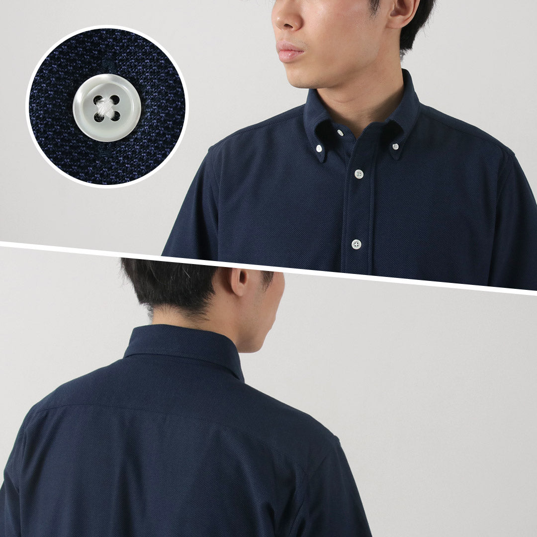 ROCOCO / Pique Short Sleeve Button Down Shirt
