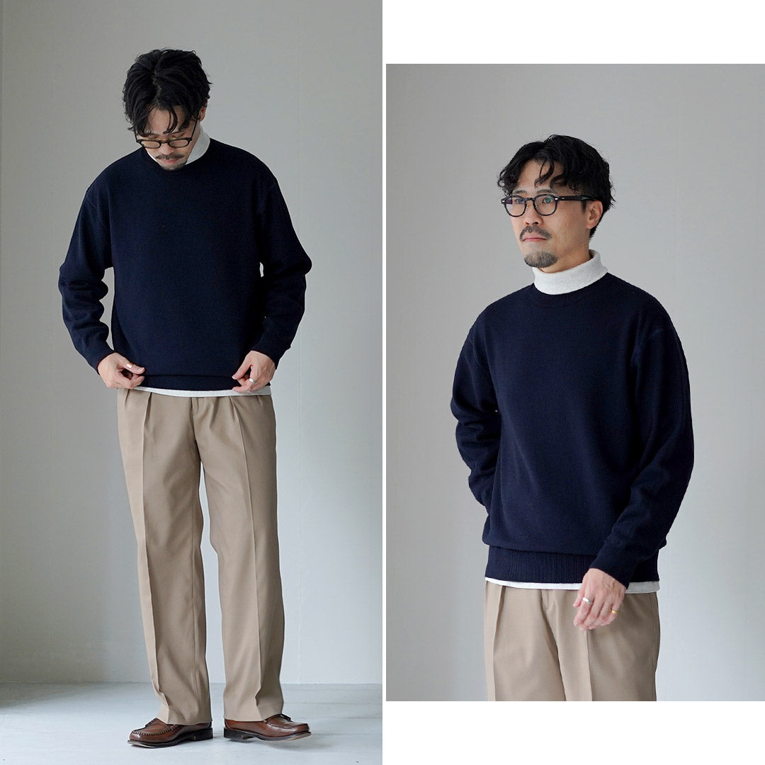 YONETOMI NEW BASIC / 硬質羊絨針織套頭衫成衣染色