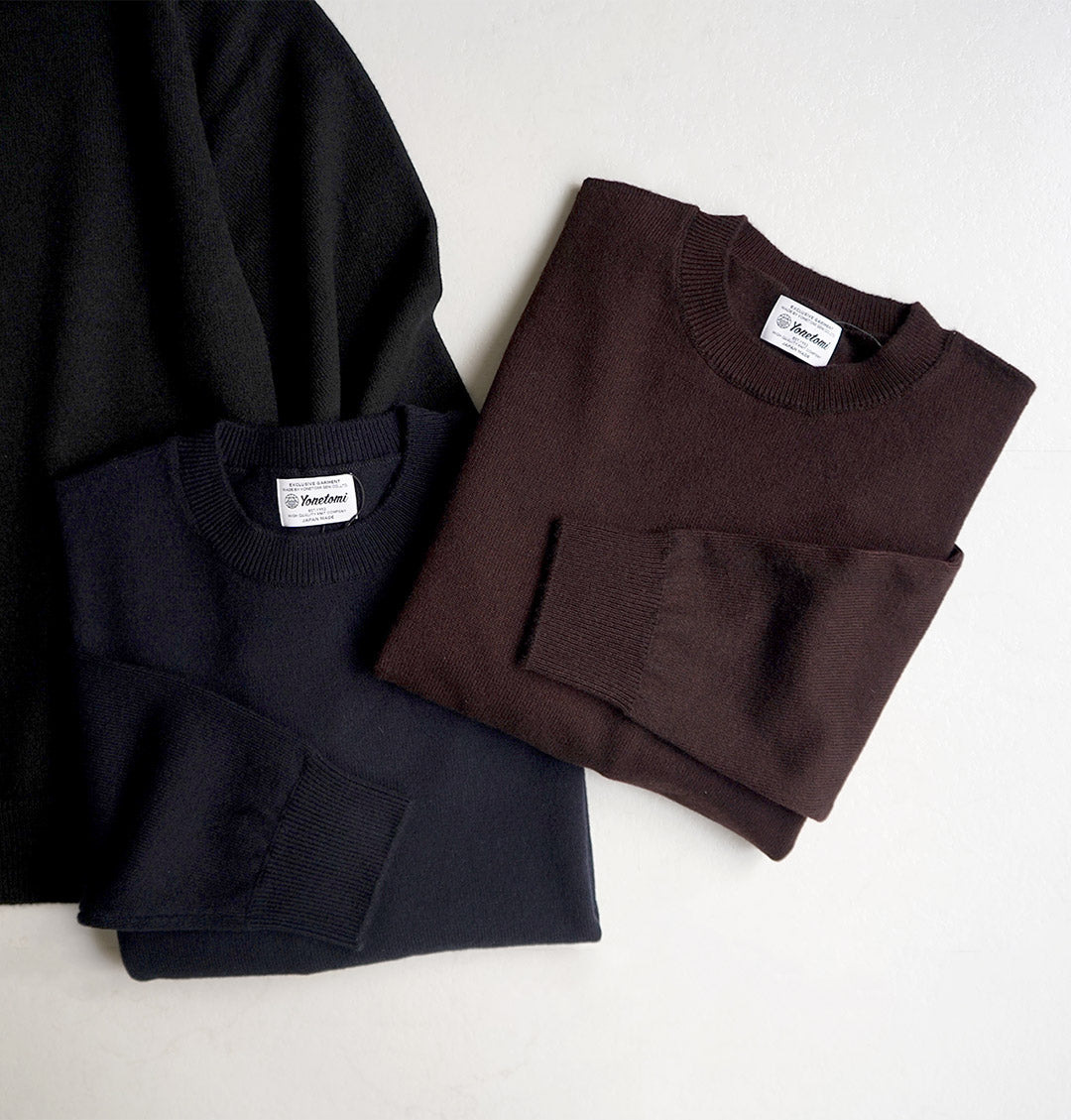 YONETOMI NEW BASIC / 硬質羊絨針織套頭衫成衣染色