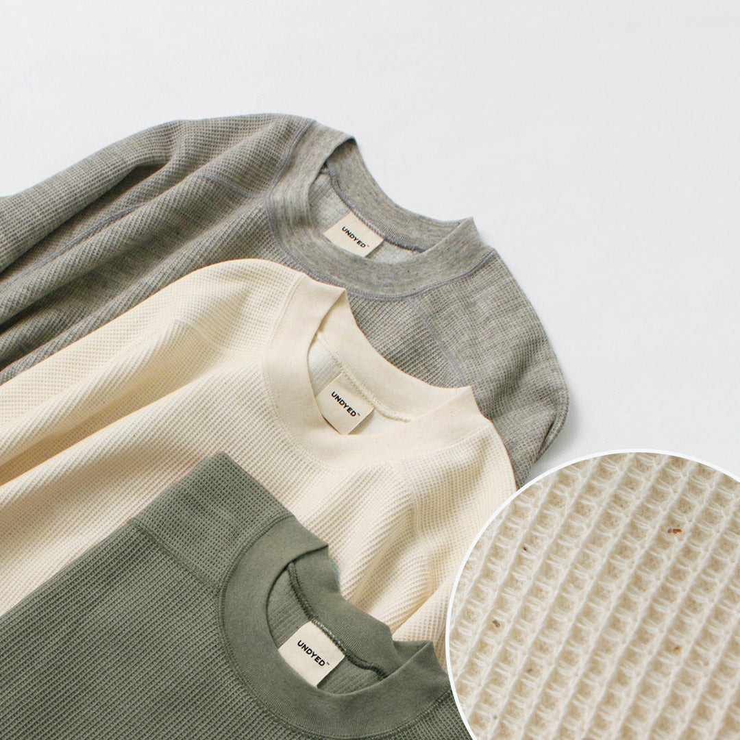 未染色/彩色有機棉華夫格長袖運動衫