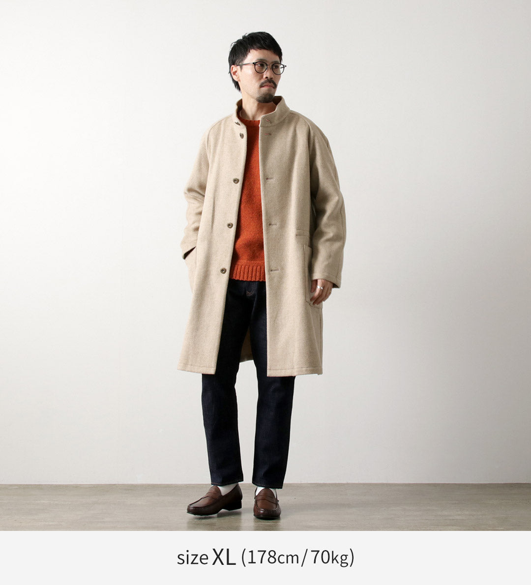RE MADE IN TOKYO JAPAN / Wool Melton Stand-up Collar Coat