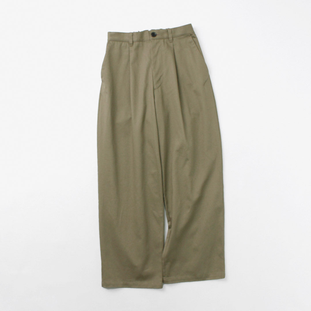 RE MADE IN TOKYO JAPAN / Cotton Hard Kersey Tuck Wide Pants