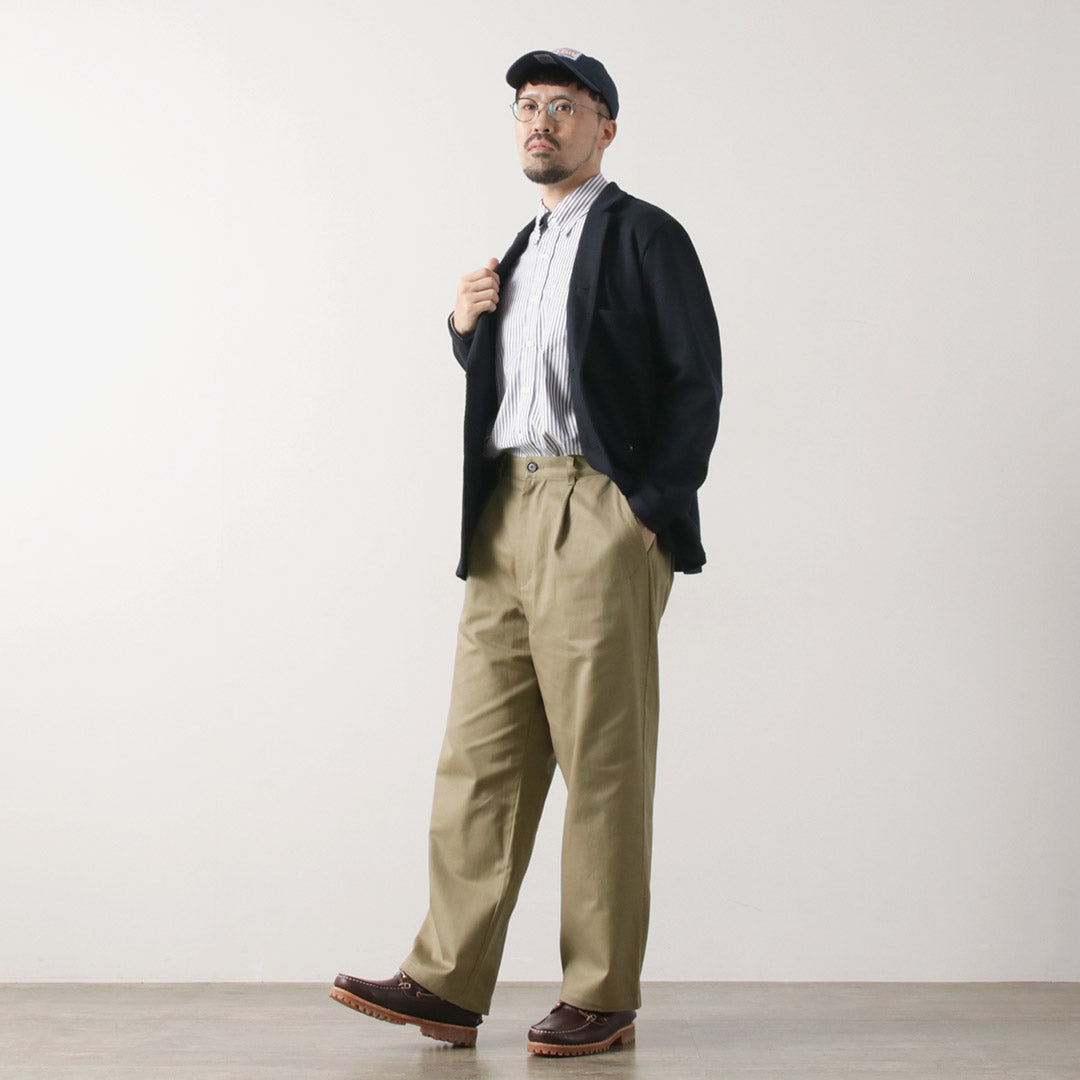 RE MADE IN TOKYO JAPAN / Cotton Hard Kersey Tuck Wide Pants