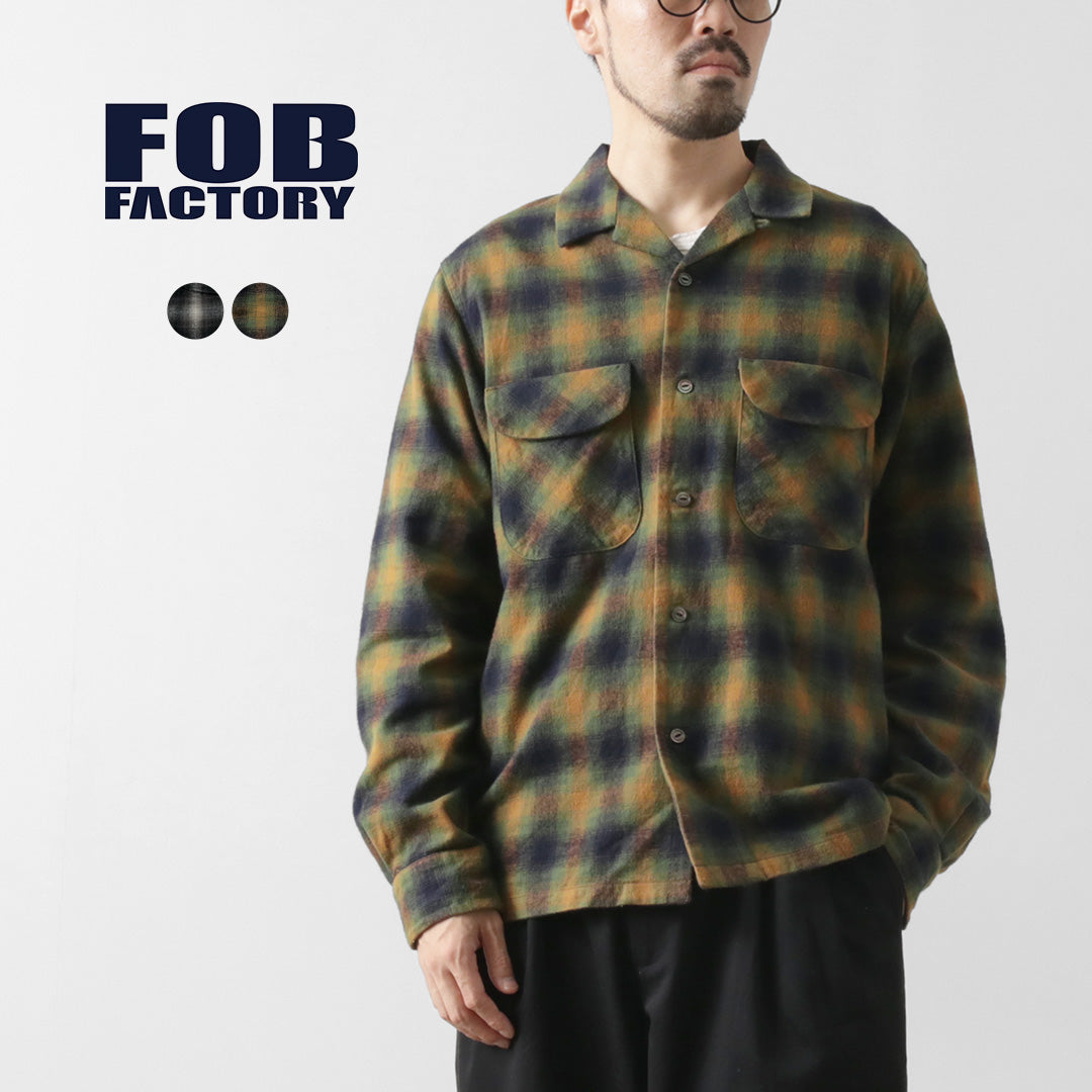 FOB FACTORY / F3505 Flannel Open Collar Shirt