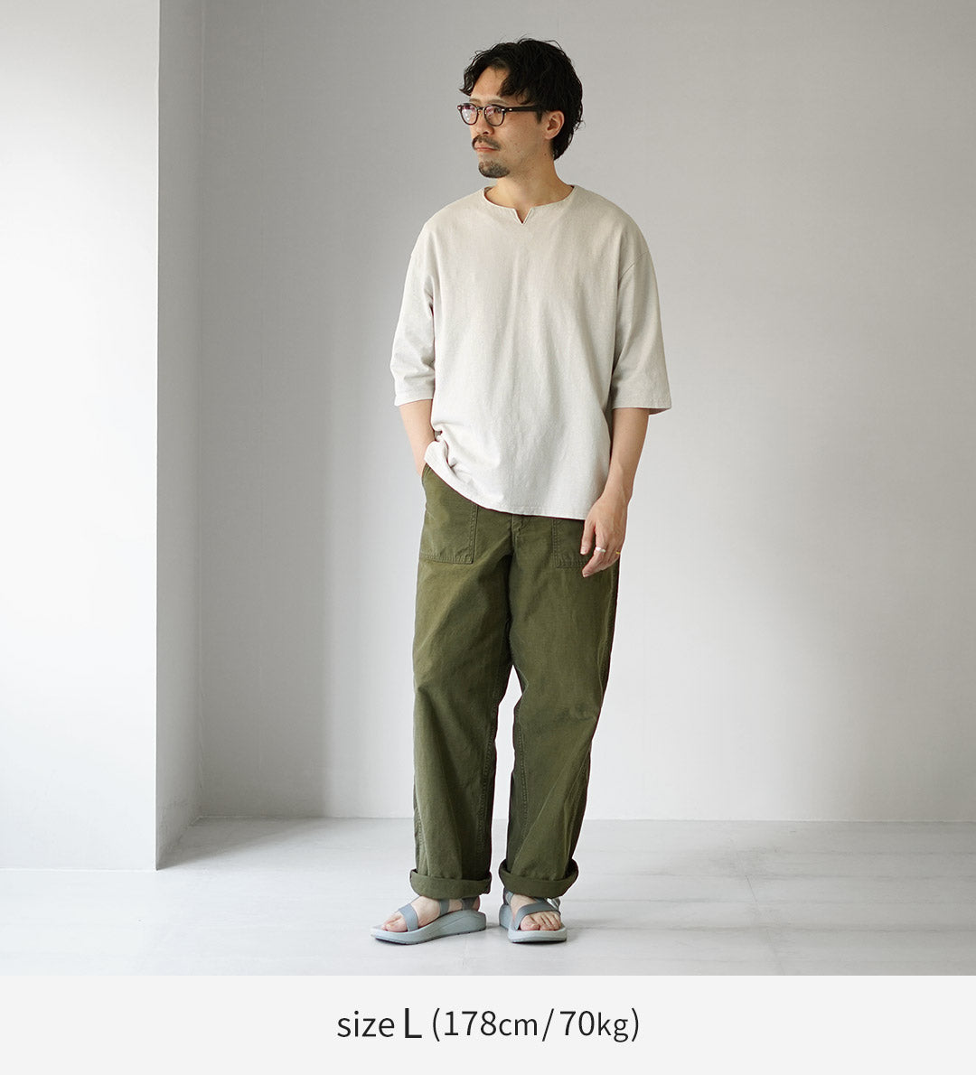 T-shirt Rococo / Linen Cotton Key Neck