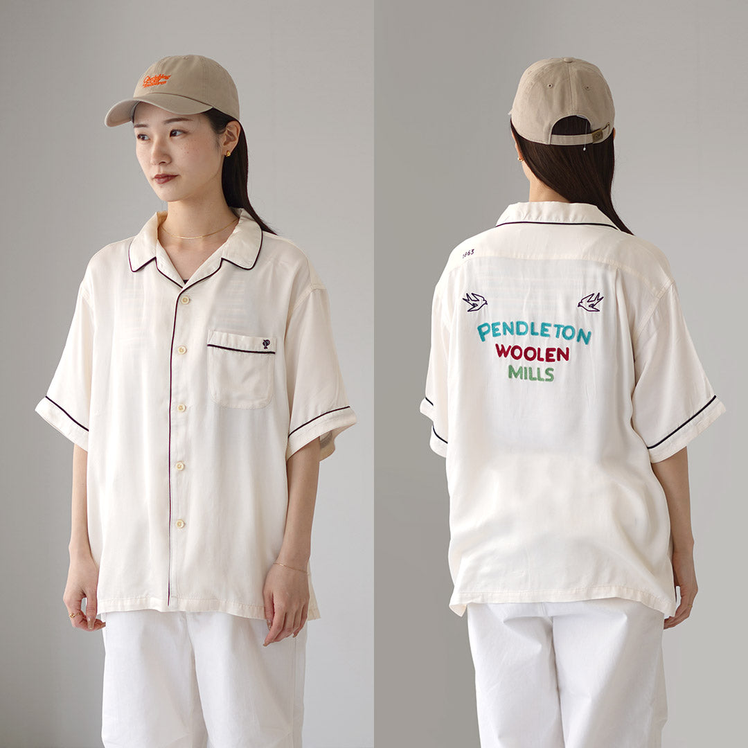 PENDLETON / Piping Embroidery Open Collar Shirt