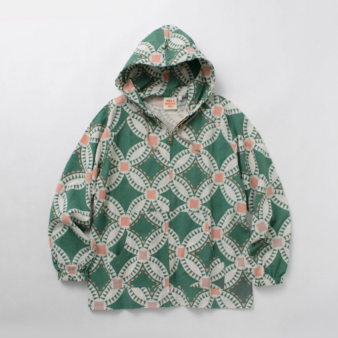 HAVE A GRATEFUL DAY / Beach Hoodie Vintage Quilt Print