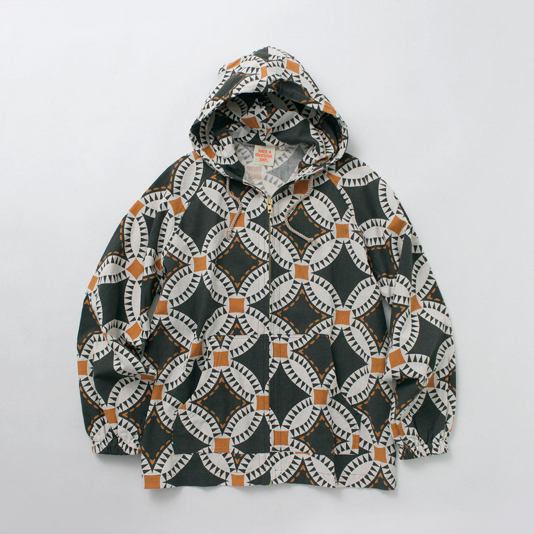 HAVE A GRATEFUL DAY / Beach Hoodie Vintage Quilt Print