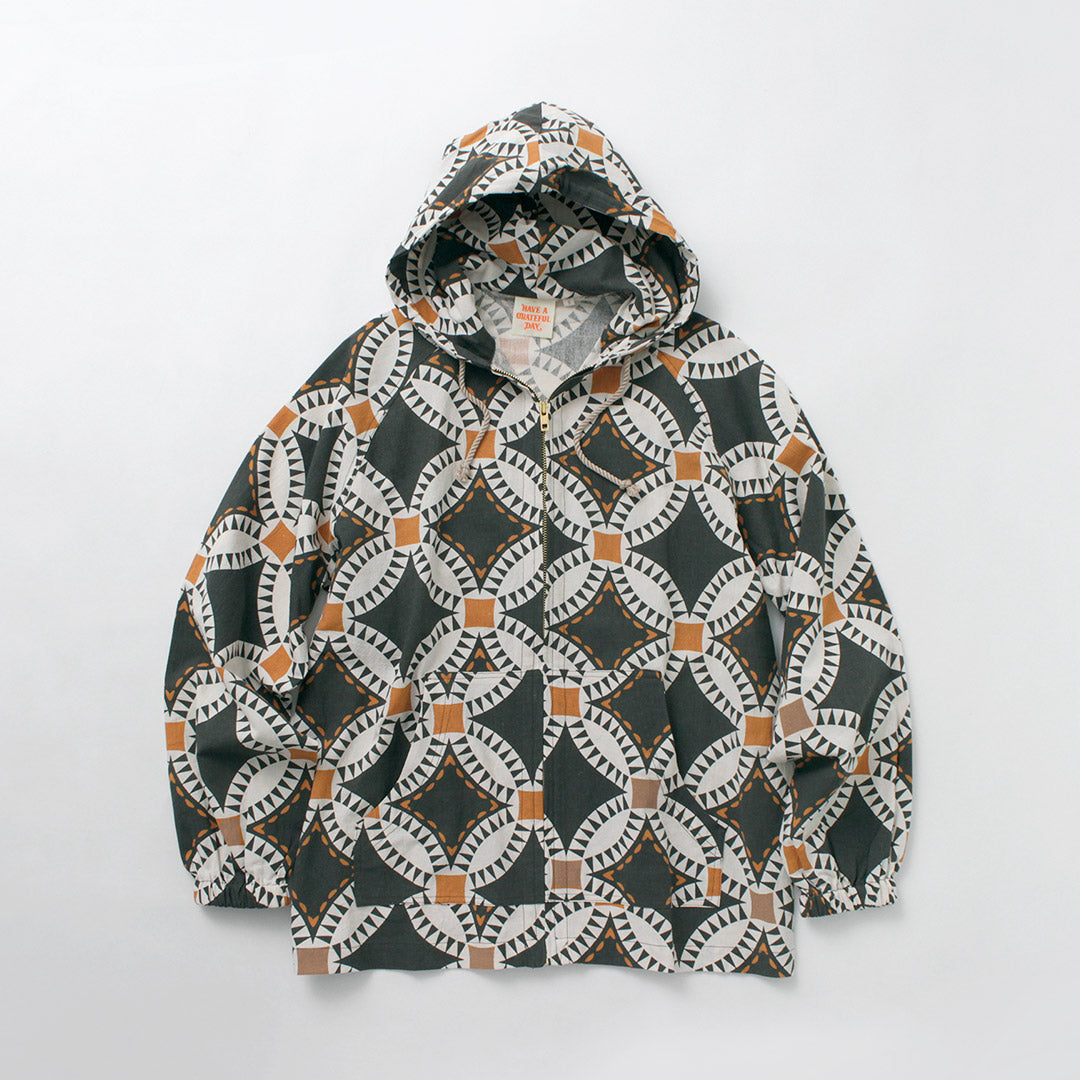 HAVE A GRATEFUL DAY / Beach Hoodie Vintage Quilt Print