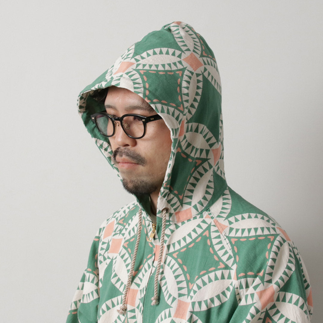 HAVE A GRATEFUL DAY / Beach Hoodie Vintage Quilt Print