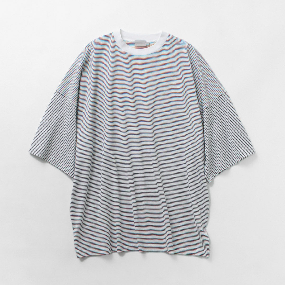 HANDVAERK / Short Sleeve Tapered Big Striped T-Shirt