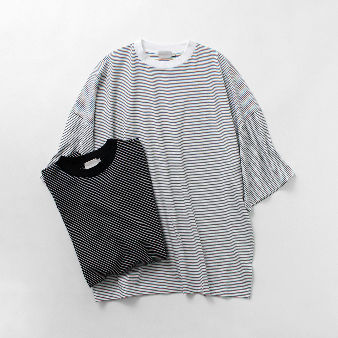 HANDVAERK / Short Sleeve Tapered Big Striped T-Shirt
