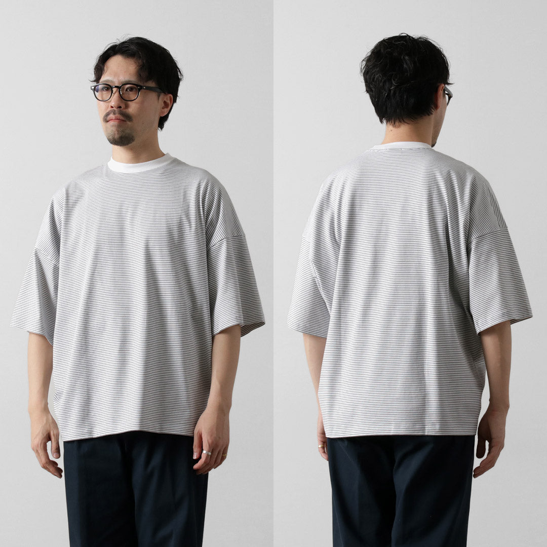 HANDVAERK / Short Sleeve Tapered Big Striped T-Shirt