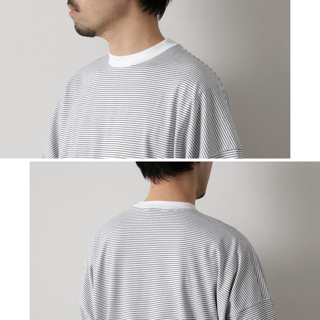 HANDVAERK / Short Sleeve Tapered Big Striped T-Shirt