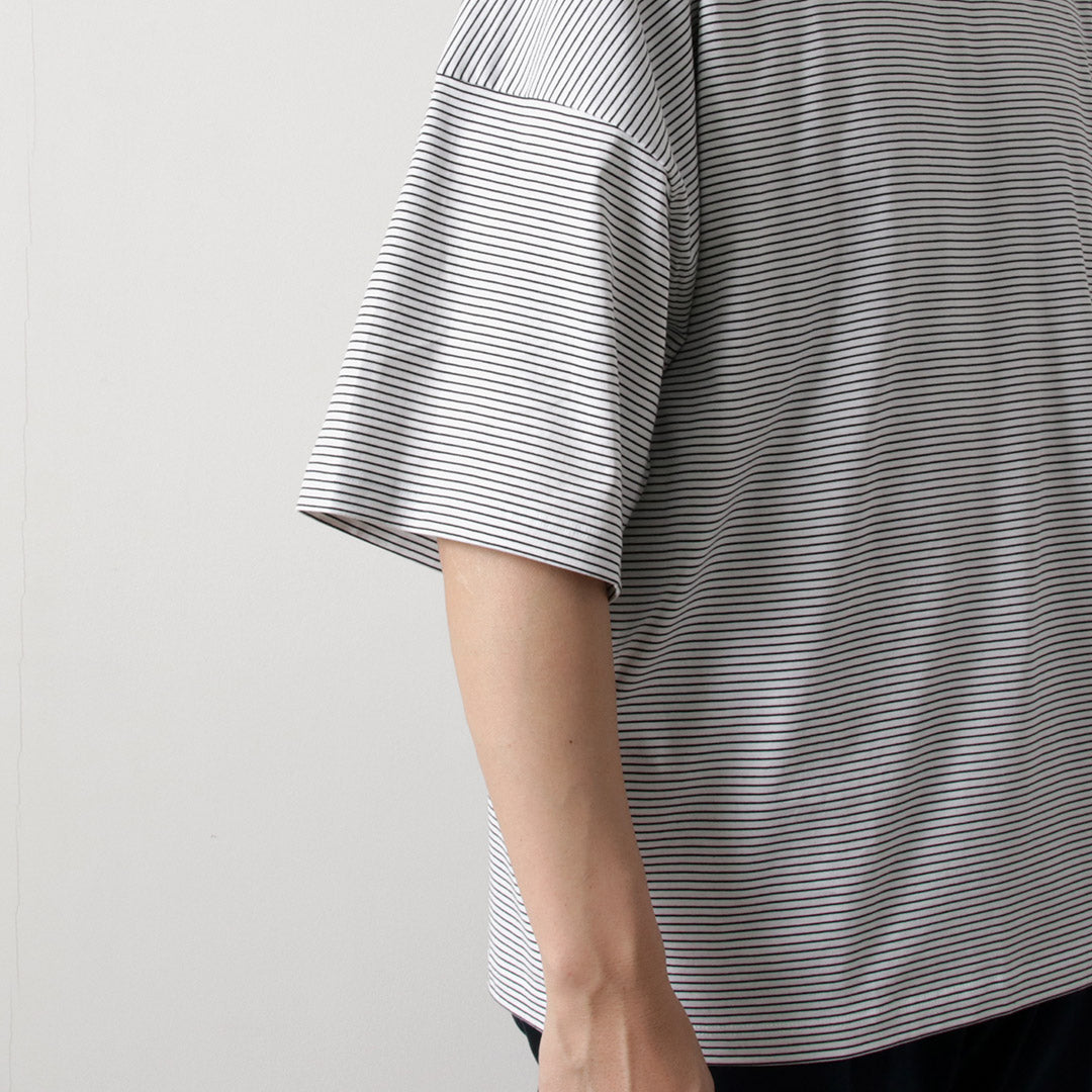 HANDVAERK / Short Sleeve Tapered Big Striped T-Shirt