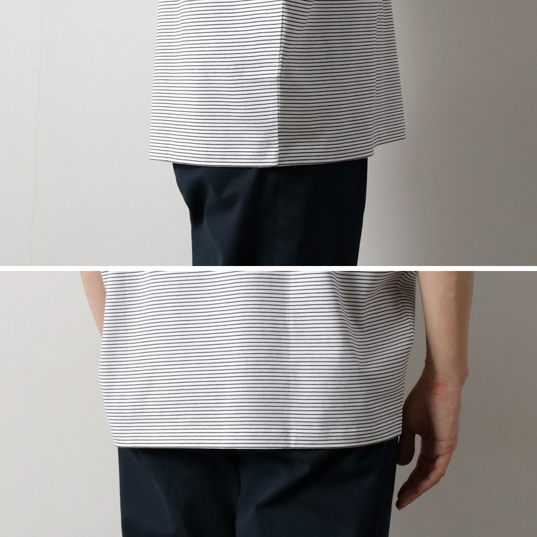 HANDVAERK / Short Sleeve Tapered Big Striped T-Shirt