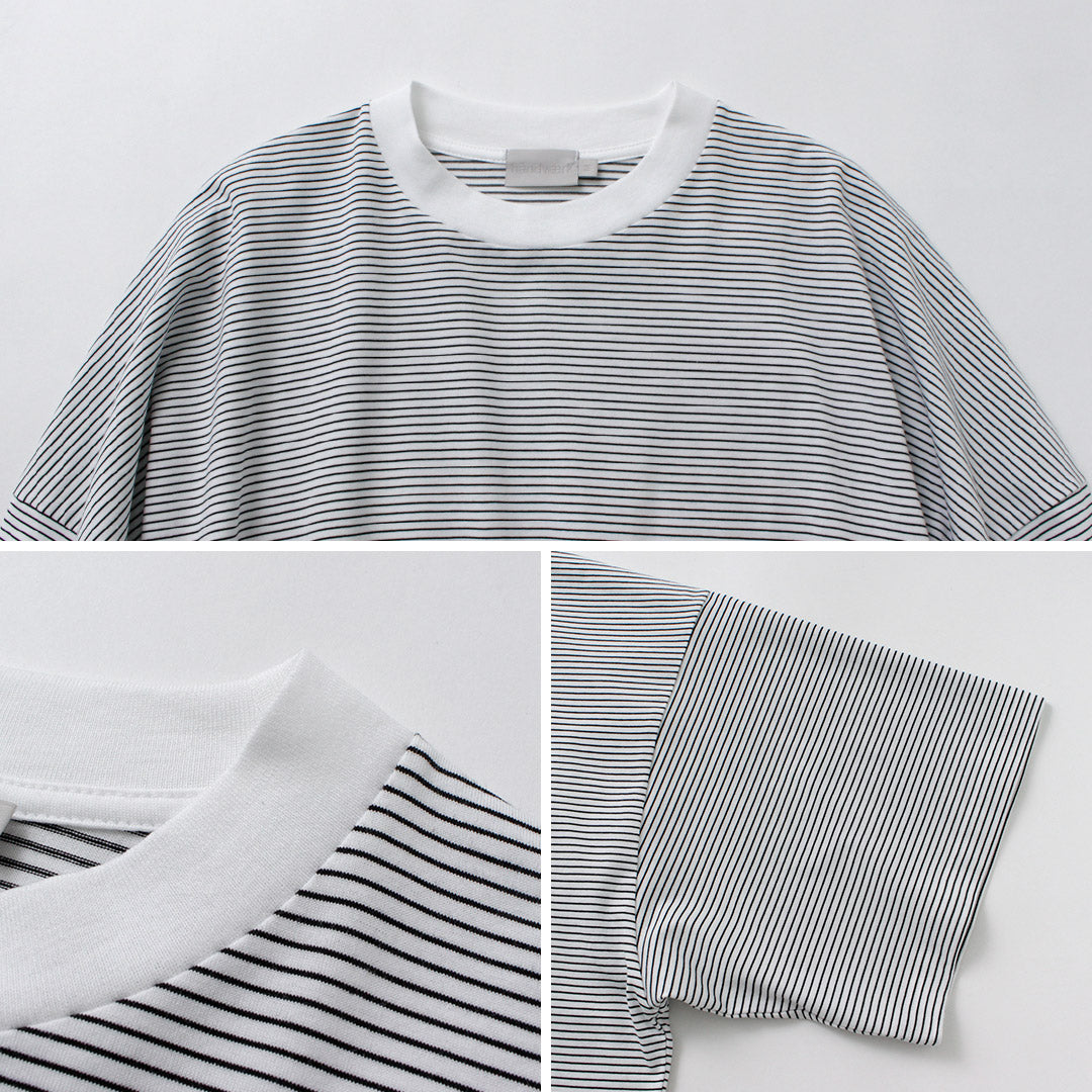 HANDVAERK / Short Sleeve Tapered Big Striped T-Shirt