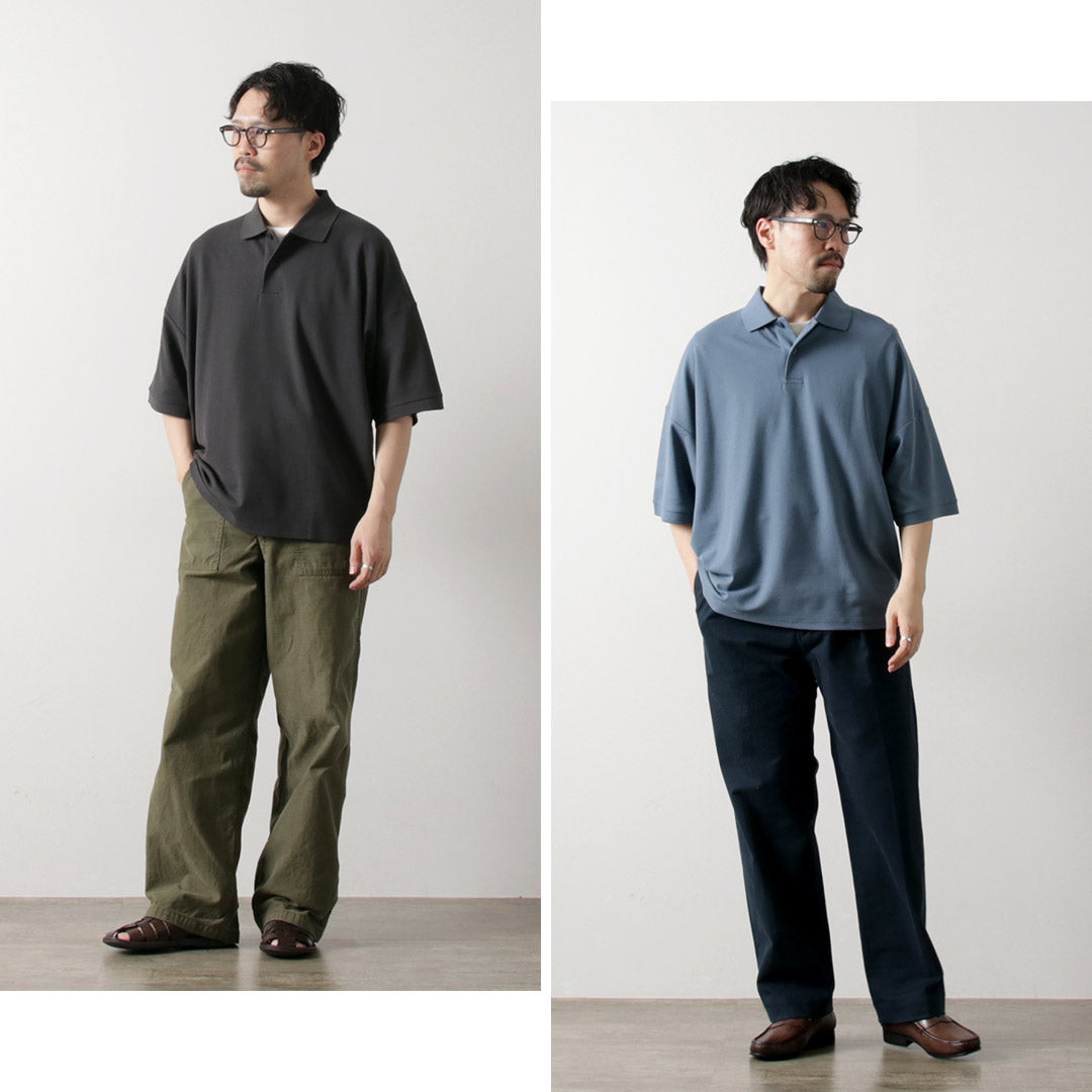HANDVAERK / Short Sleeve Tapered Big Pique Polo Shirt
