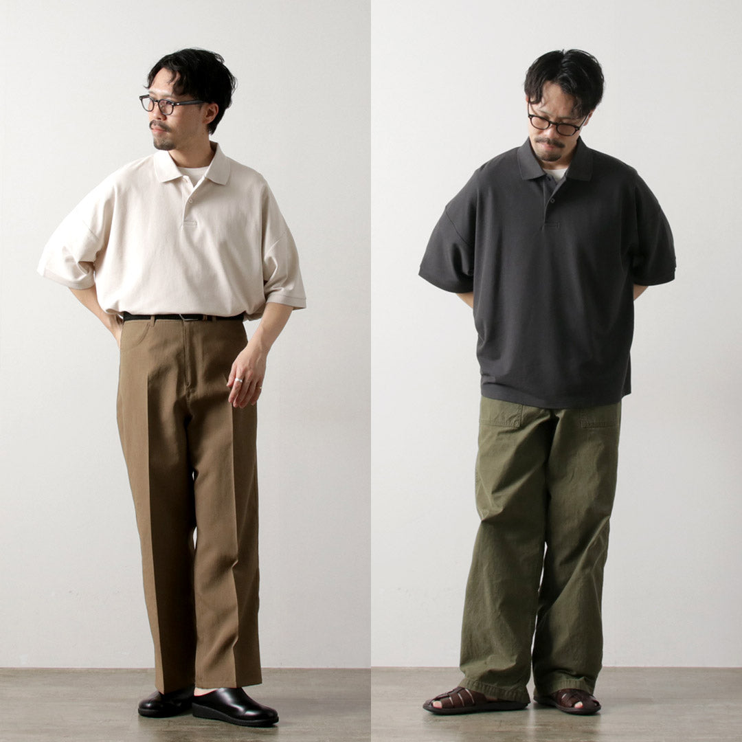 HANDVAERK / Short Sleeve Tapered Big Pique Polo Shirt