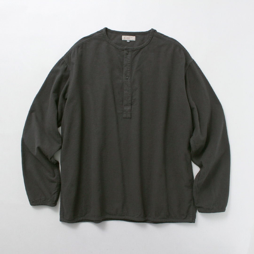 JAPAN BLUE JEANS / Brushed Cotton Flannel Sleeping Henry Neck Pullover RJB3595