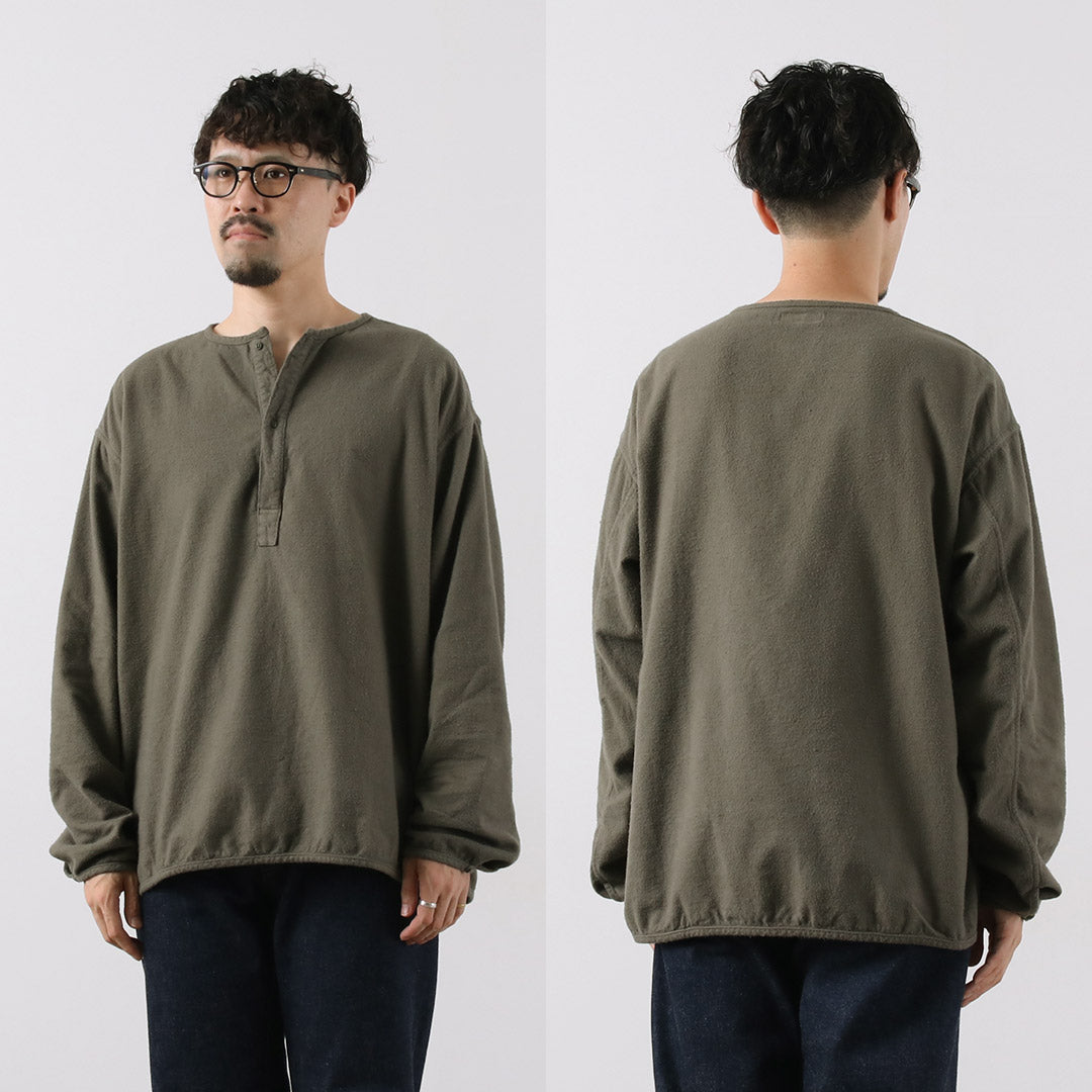 JAPAN BLUE JEANS / Brushed Cotton Flannel Sleeping Henry Neck Pullover RJB3595