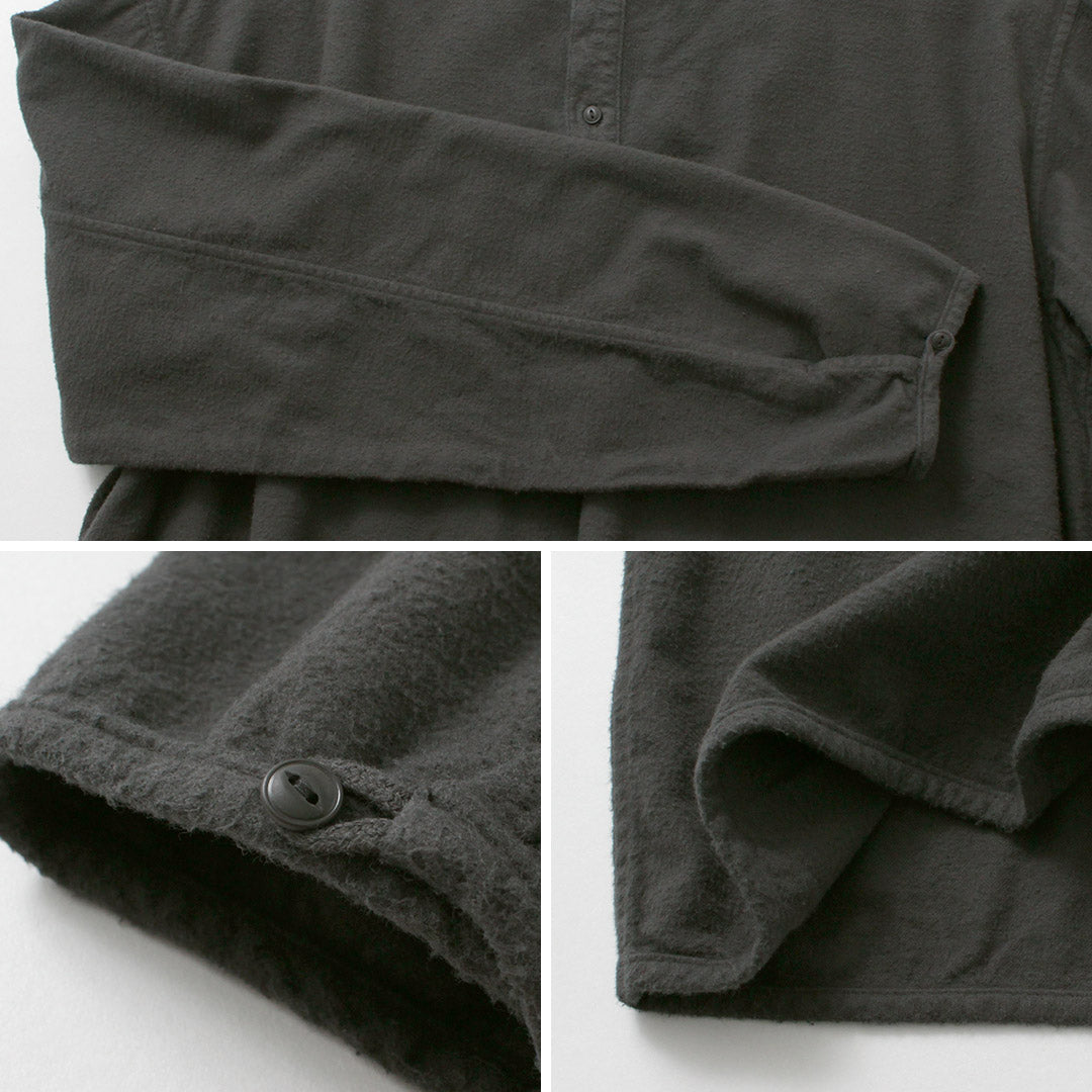 JAPAN BLUE JEANS / Brushed Cotton Flannel Sleeping Henry Neck Pullover RJB3595