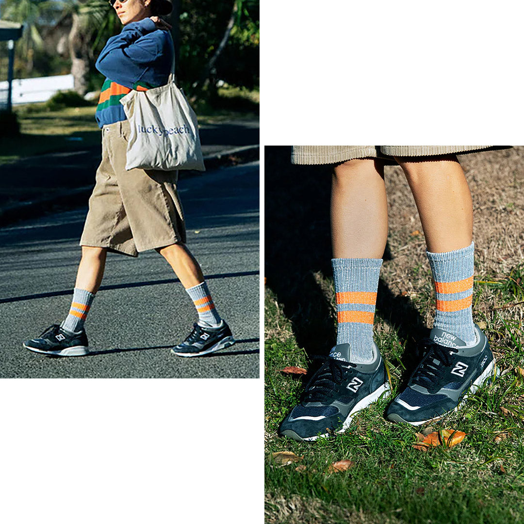 ROTOTO / R1589 Pile Stripe Marl Socks