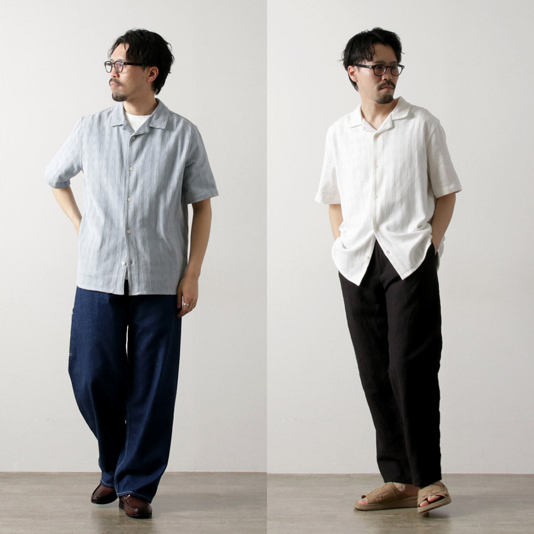 WAX LONDON / Didcot Short Sleeve Shirt Open Wave Grid