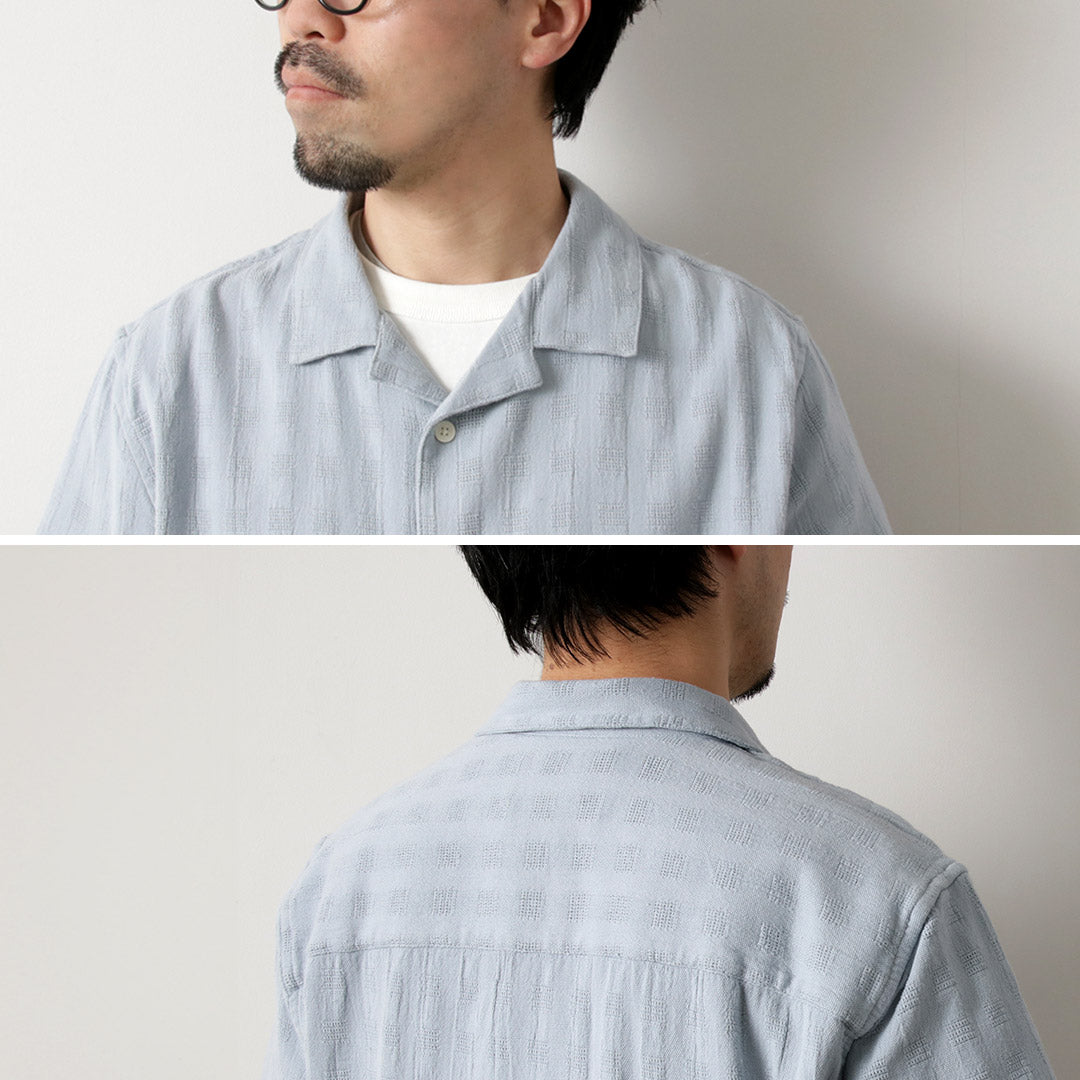WAX LONDON / Didcot Short Sleeve Shirt Open Wave Grid