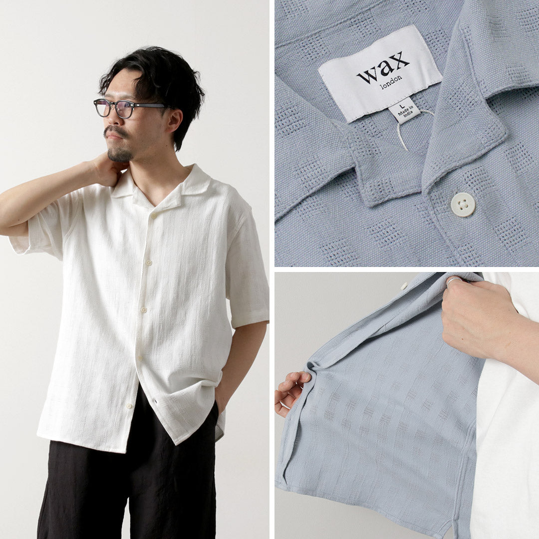 WAX LONDON / Didcot Short Sleeve Shirt Open Wave Grid