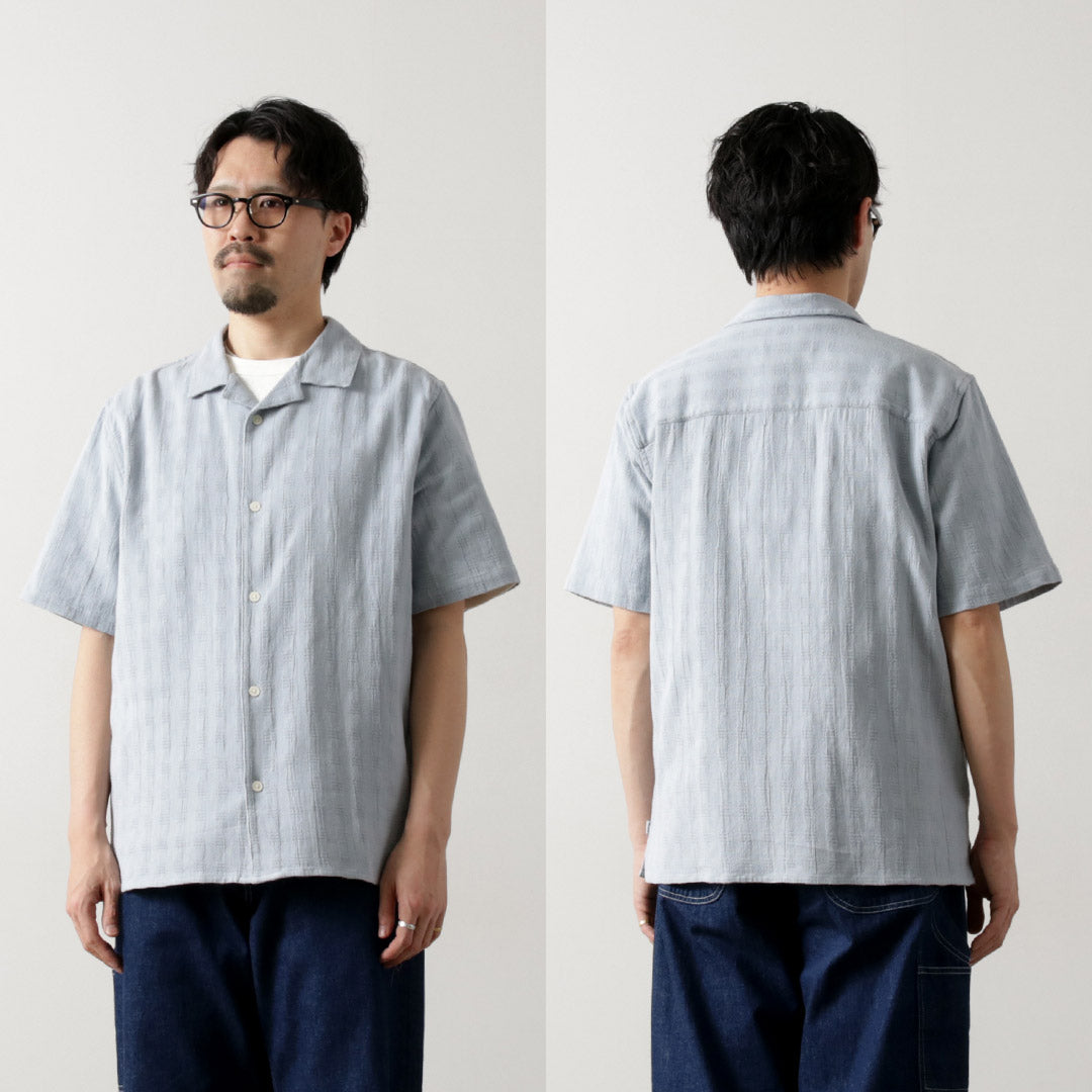 WAX LONDON / Didcot Short Sleeve Shirt Open Wave Grid