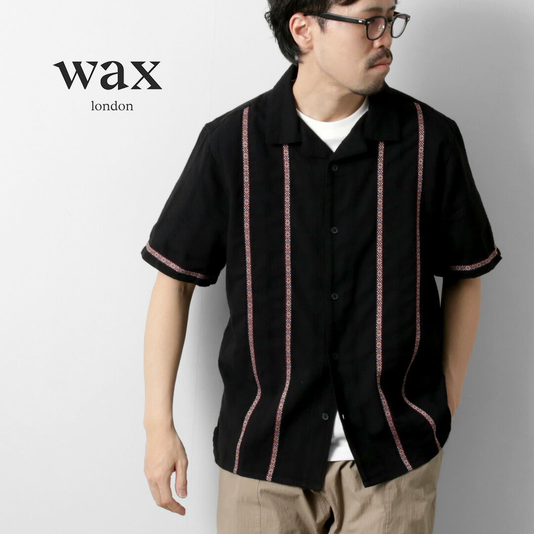 WAX LONDON / Didcot Short Sleeve Shirt Striped Open Dobby