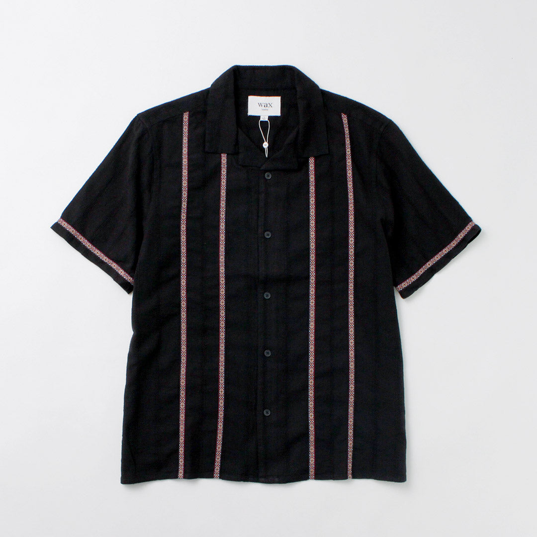 WAX LONDON / Didcot Short Sleeve Shirt Striped Open Dobby