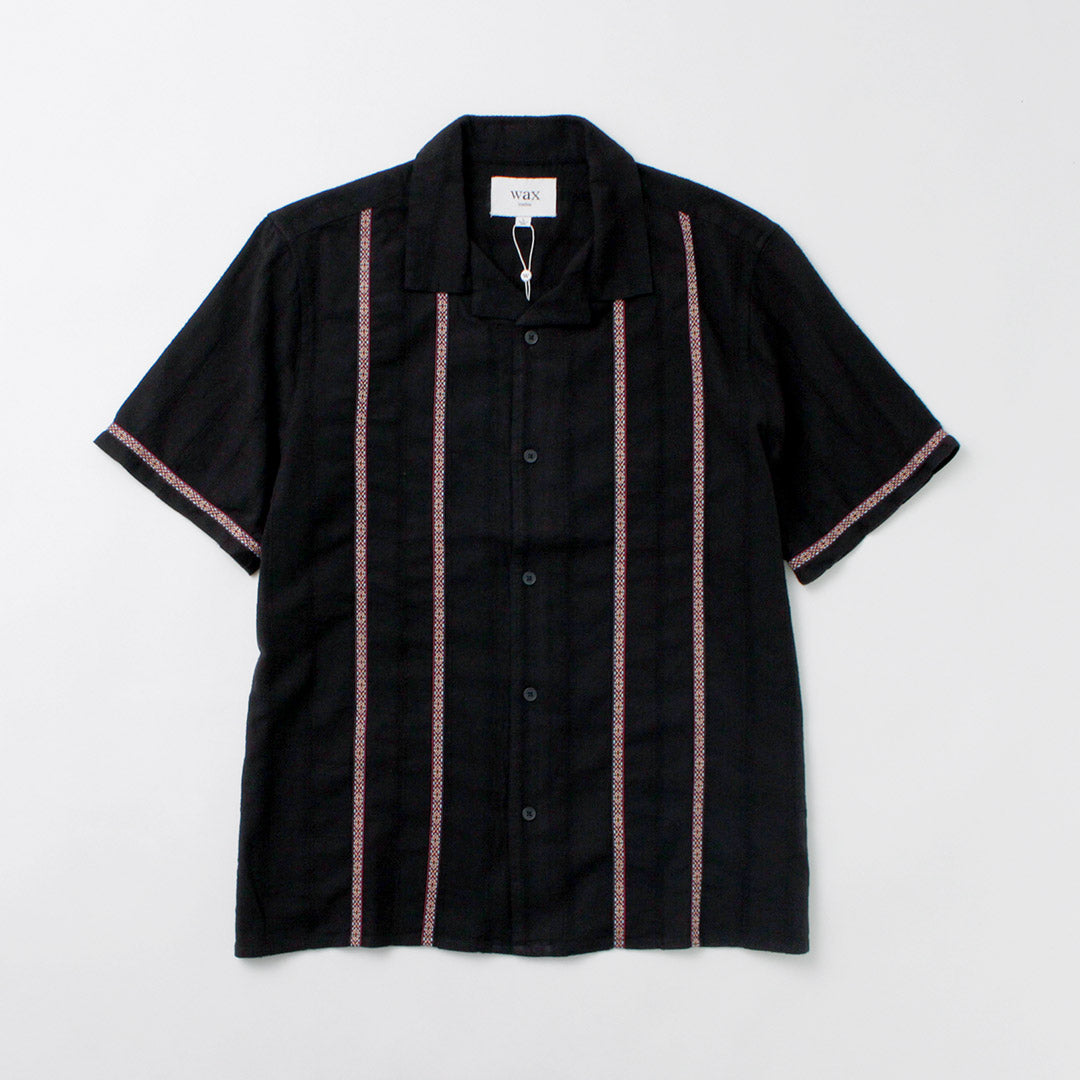 WAX LONDON / Didcot Short Sleeve Shirt Striped Open Dobby