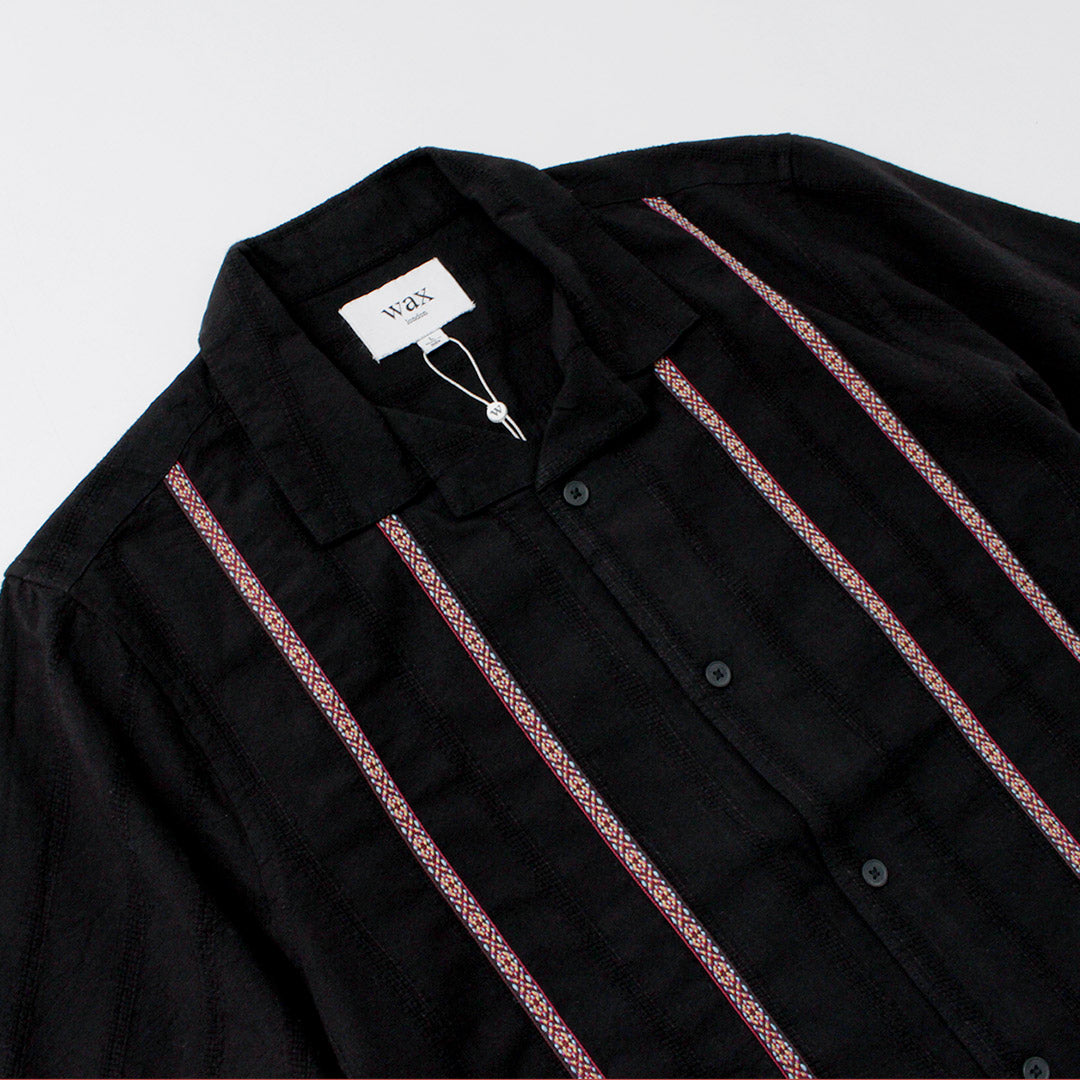 WAX LONDON / Didcot Short Sleeve Shirt Striped Open Dobby