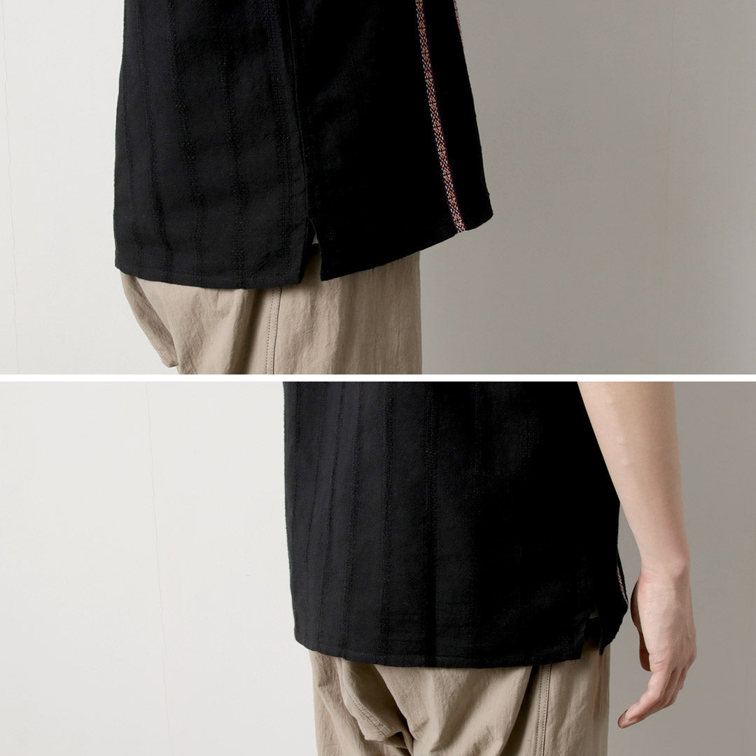 WAX LONDON / Didcot Short Sleeve Shirt Striped Open Dobby