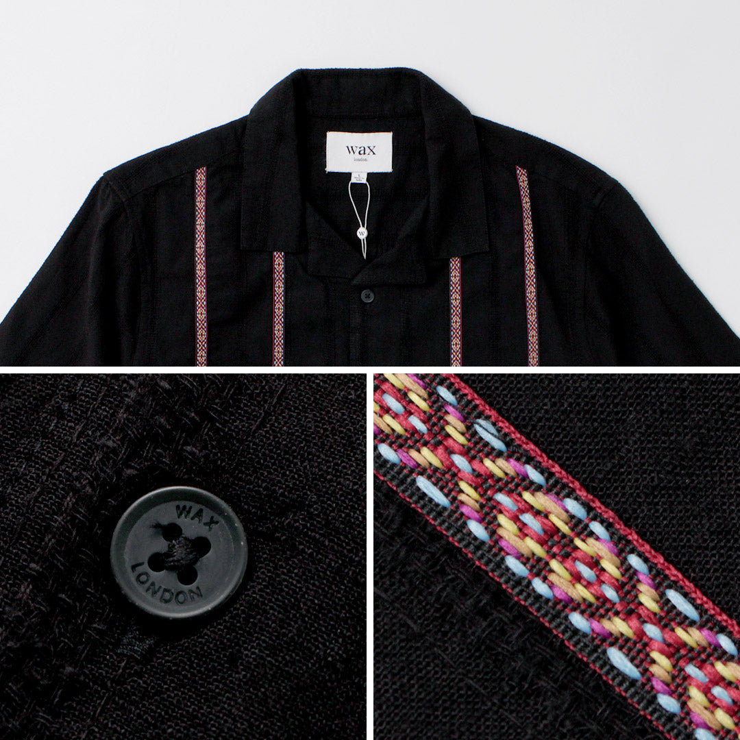WAX LONDON / Didcot Short Sleeve Shirt Striped Open Dobby
