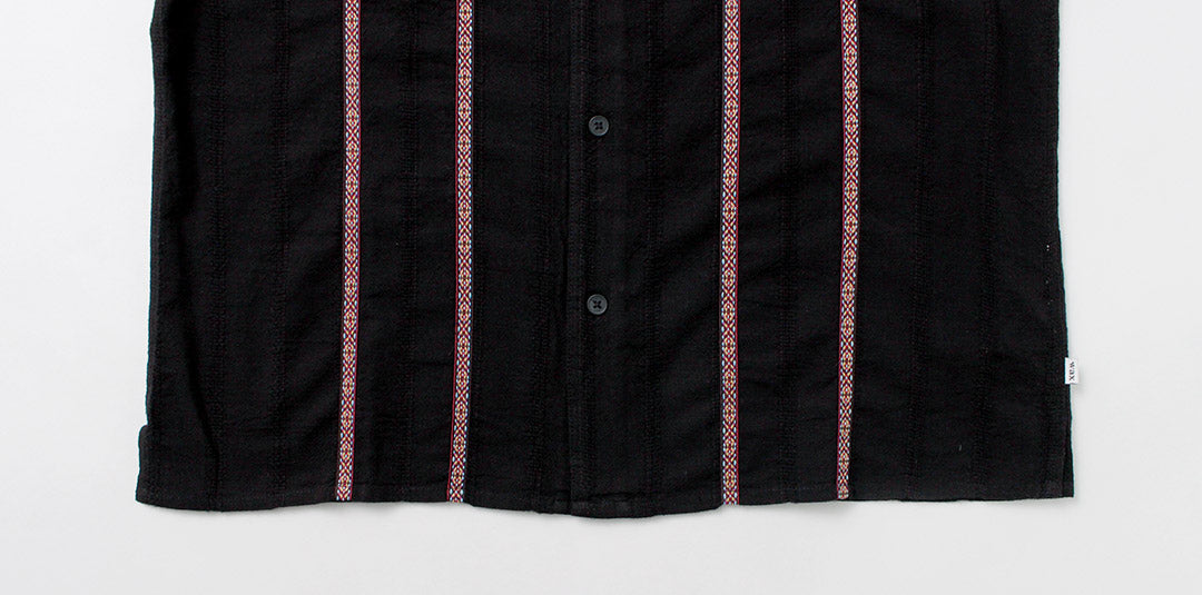 WAX LONDON / Didcot Short Sleeve Shirt Striped Open Dobby