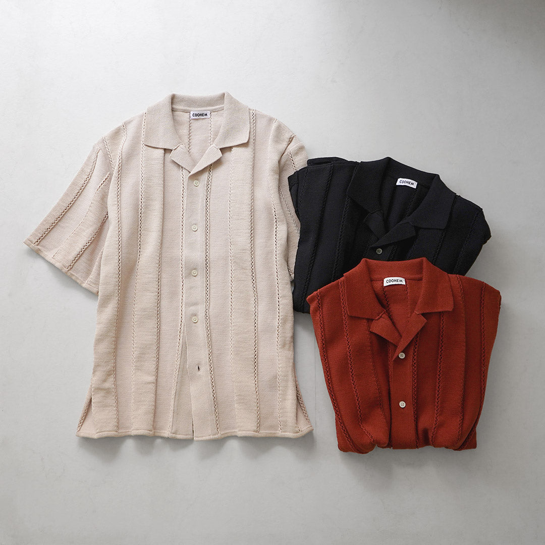 COOHEM / Links Stripe Knit Shirt