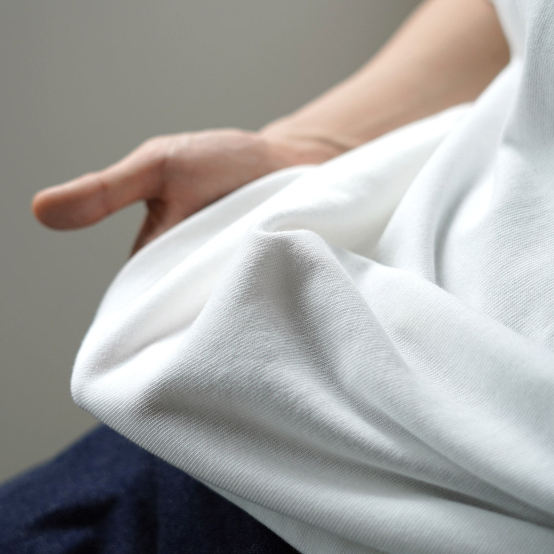 YONETOMI NEW BASIC / Rigid Sea Island Cotton Horizontal Round Body Knit T-Shirt