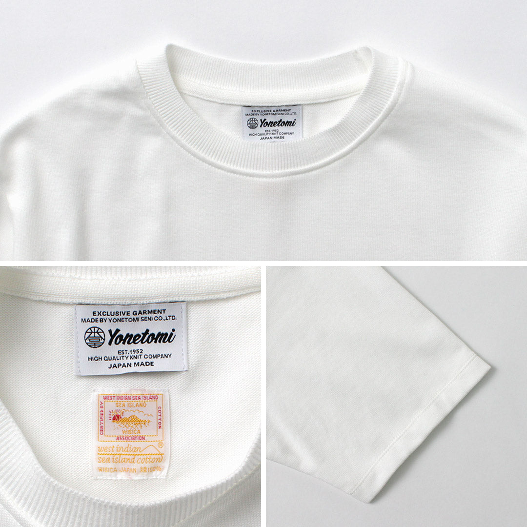 YONETOMI NEW BASIC / Rigid Sea Island Cotton Horizontal Round Body Knit T-Shirt